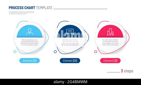 Vector infographic process chart template. Three steps Stock Vector