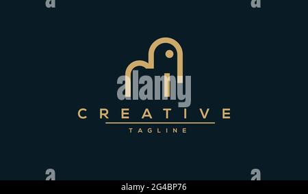 Simple vector illustration of the elephant minimal, vector, logo design. Stock Vector