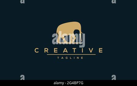 Simple vector illustration of the elephant minimal, vector, logo design. Stock Vector