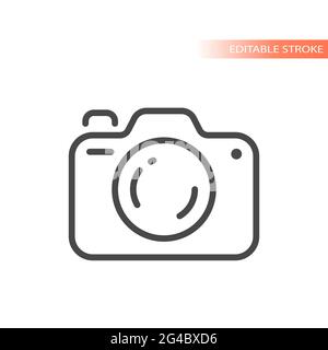 Photo camera simple line vector icon. Outline, editable stroke. Stock Vector