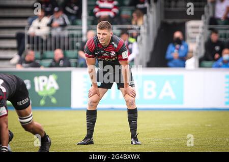 LONDON, UK. JUNE 20TH Owen Farrell of Saracens during the Greene King IPA Championship match between Saracens and Ealing Trailfinders at Allianz Park, London on Sunday 20th June 2021. (Credit: Tom West | MI News) Credit: MI News & Sport /Alamy Live News