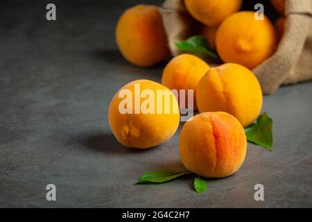 peaches on a black background Stock Photo