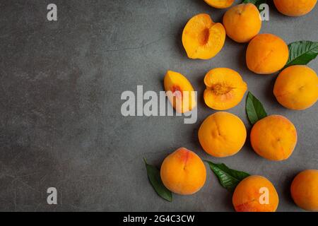 peaches on a black background Stock Photo