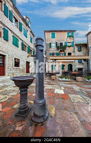 Street fountain in the old town Kotor, Montenegro Stock Photo