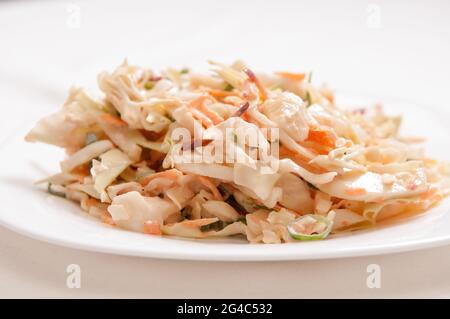 A closeup shot of homemade coleslaw made from local farm fresh cabbage Stock Photo