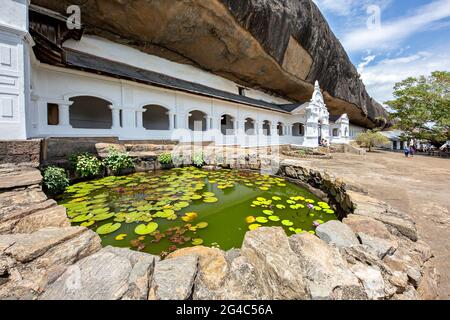 Courtyard of the historical Dambulla cave temple, in Dambulla, Sri Lanka Stock Photo