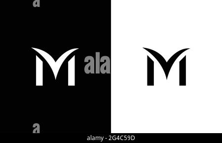 Unique modern creative elegant black and white color M initial based letter icon logo. Stock Vector