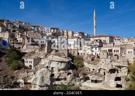 View over the town of Ibrahim Pasha in Cappadocia, Turkey. Stock Photo
