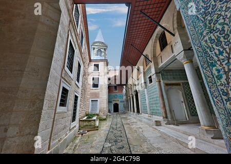 Courtyard in the Harem section of Topkapi Palace, in Istanbul, Turkey. Stock Photo