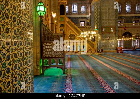 Interior of the New Mosque known also as Yeni Camii in Istanbul, Turkey ...