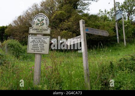 Signposts on the south west coast path at Eype, Dorset, UK Stock Photo
