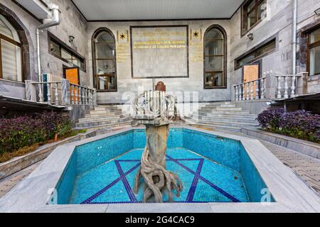 Courtyard of Bet Menachem Synagogue in Tashkent known as First Ashkenazi Synagogue of Tashkent, Uzbekistan Stock Photo