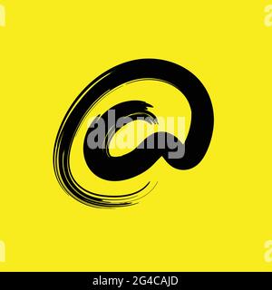 At the rate symbol Icon vector using neon colors in a brush stroke script Stock Vector