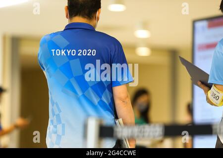 Tokyo, Japan. 20th June, 2021. The Athletes' Village Village Plaza (Harumi, Tokyo), which will be used for the Tokyo Olympic and Paralympic Games, was opened to the media. on June 20, 2021 in Tokyo, Japan. (Photo by Kazuki Oishi/Sipa USA) **Japan Out** Credit: Sipa USA/Alamy Live News Stock Photo