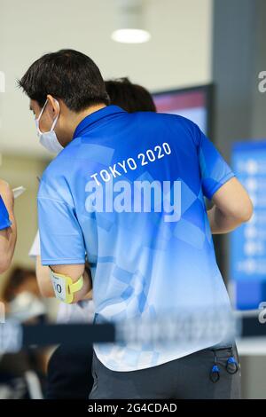 Tokyo, Japan. 20th June, 2021. The Athletes' Village Village Plaza (Harumi, Tokyo), which will be used for the Tokyo Olympic and Paralympic Games, was opened to the media. on June 20, 2021 in Tokyo, Japan. (Photo by Kazuki Oishi/Sipa USA) **Japan Out** Credit: Sipa USA/Alamy Live News Stock Photo