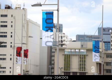 Tokyo, Japan. 20th June, 2021. The Athletes' Village Village Plaza (Harumi, Tokyo), which will be used for the Tokyo Olympic and Paralympic Games, was opened to the media. on June 20, 2021 in Tokyo, Japan. (Photo by Kazuki Oishi/Sipa USA) **Japan Out** Credit: Sipa USA/Alamy Live News Stock Photo