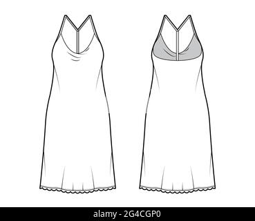 Asymmetric Dress Technical Fashion Illustration. Stock Vector -  Illustration of summer, shoulder: 265639871