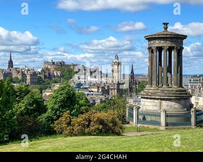 Old Town and Castle from Carlton Hill, Edinburgh, Scotland, United Kingdom Stock Photo