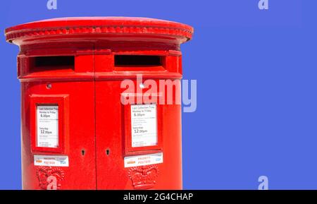 Royal Mail double aperture pillar box, Market square, Stafford, Staffordshire, England, United Kingdom Stock Photo
