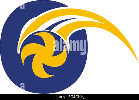 letter O with smashing volley ball icon logo design template illustration Stock Vector