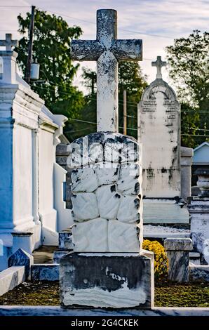 Above-ground graves and family tombs are pictured at St. Patrick Cemetery No. 2, Nov. 14, 2015, in New Orleans, Louisiana. Stock Photo