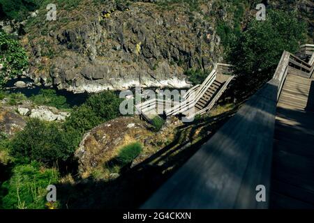 View of the Paiva walkways along the River Paiva, Arouca, Aveiro, Portugal. Stock Photo