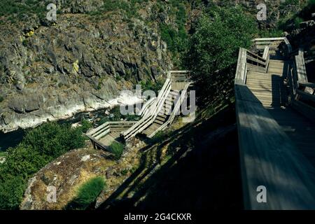 View of thev walkways along the River Paiva, Arouca, Aveiro, Portugal. Stock Photo