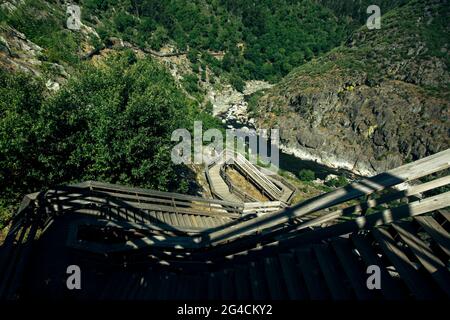 View of the Paiva walkways along the River Paiva, Portugal. Stock Photo