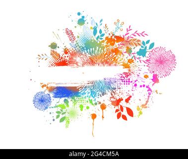 Multicolored floral abstraction with blots. Vector illustration Stock Vector