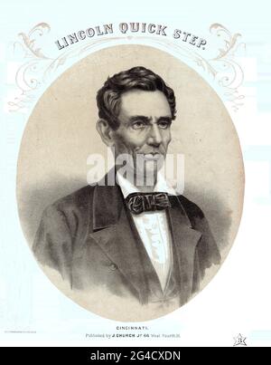 Lincoln Quick Step, 1860 Sheet Music Stock Photo