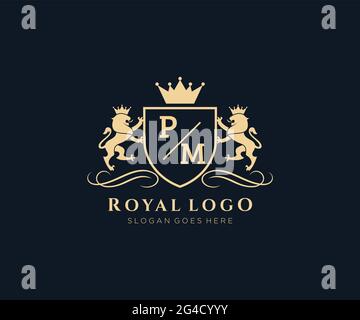 PM Letter Lion Royal Luxury Logo template in vector art for luxurious  branding projects and other vector illustration Stock Vector Image & Art -  Alamy