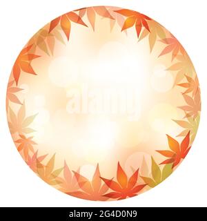 Autumn Maple Leaf Round Frame With An Abstract Bokeh Background. Vector Illustration Isolated On A White Background. Stock Vector