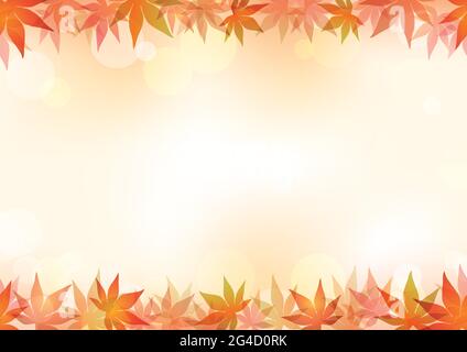 Seamless Maple Leaf Frame With An Abstract Bokeh Background. Horizontally Repeatable. Vector Illustration. Stock Vector