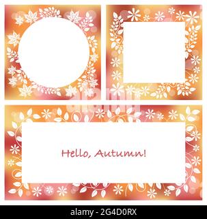 Autumn Botanical Frames Set Isolated On A White Background. Vector Illustration. Stock Vector