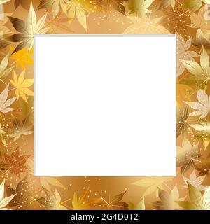 Seamless Autumn Maple Leaf Vector Square Frame Isolated On A White Background. Horizontally And Vertically Repeatable. Stock Vector