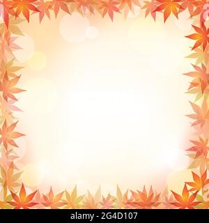 Autumn Maple Leaf Frame On A Pastel-Colored Abstract Bokeh Background. Vector illustration. Stock Vector