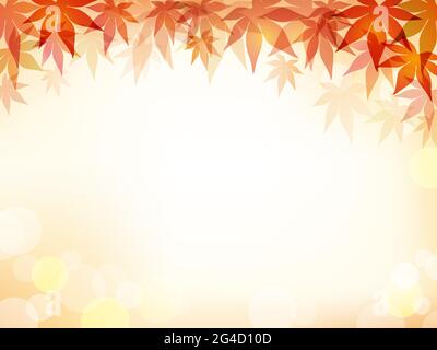 Autumn Maple Leaf Frame On A Pastel-Colored Abstract Bokeh Background. Vector illustration. Stock Vector