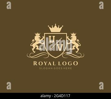 UV Letter Lion Royal Luxury Logo template in vector art for luxurious ...