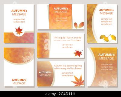 Set Of Autumn Greeting Card Templates. Vector Illustration Isolated On A Gray Background. Stock Vector