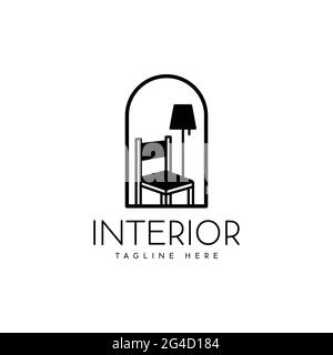 interior design logo silhouette luxury classic chair room decoration Stock Vector