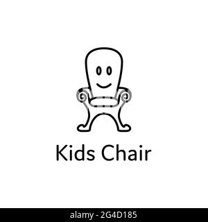interior logo kids chair design monoline style room decoration vector illustration Stock Vector