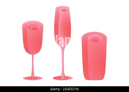 Set of Flower shaped wine glasses. Minimal tulip icon isolated on white background. Flat Art Vector Illustration. Stock Vector