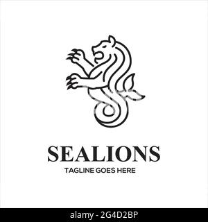 Sea lions in the ocean exclusive logo design inspiration Stock Photo