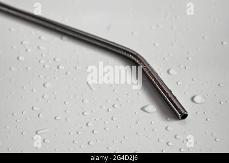 Stainless steel straw is reusable Stock Photo