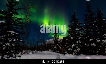 The Aurora or Northern Lights in Wiseman Alaska Stock Photo