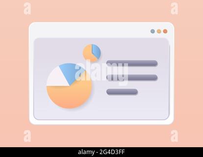 web browser window with statistical data financial analysis statistics marketing app diagram report concept horizontal vector illustration Stock Vector