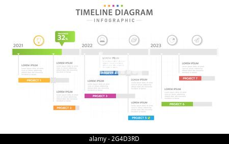 Infographic template for business. Modern Timeline diagram calendar with 3 years Gantt chart, presentation vector infographic. Stock Vector
