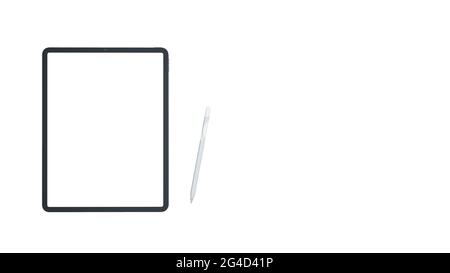 Realistic tablet mock up. Cellphone frame with blank display isolated templates  with white background. Stock Photo