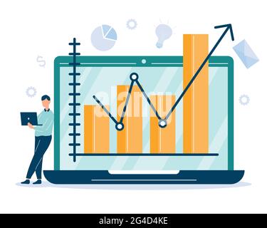 productive man working in laptop Stock Vector