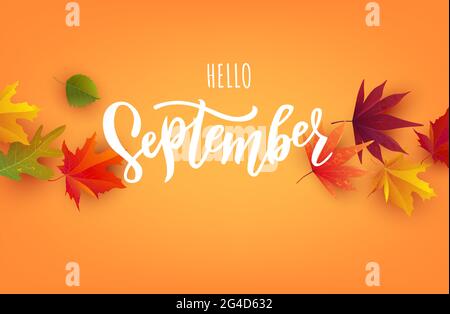 September text. Hand lettering typography. Stock Vector
